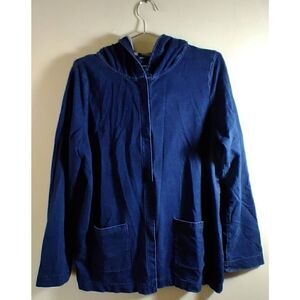 Pure Jill Indigo Bottom Shirt Button Up Hoodie Size Medium Blue